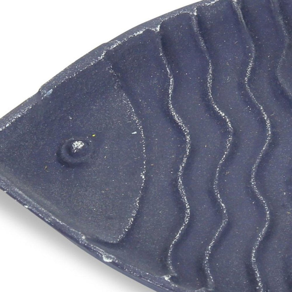 8" Blue Angel Fish Cast Iron Vanity Tray Tray close-up detail