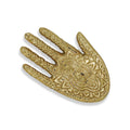 5" Gold Hamza Metal Handmade Tray. Serving bowl isolated on a plain white background, in a gold metal finish.