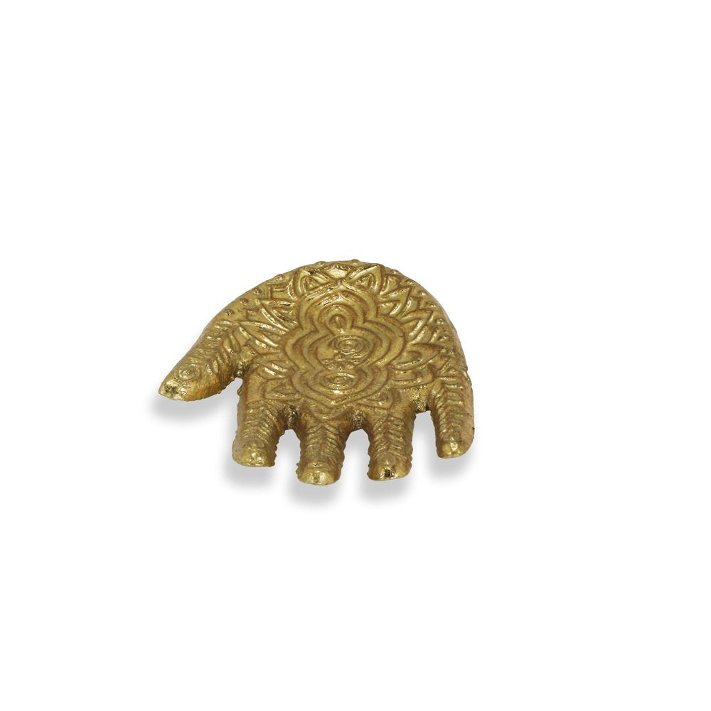 5" Gold Hamza Metal Handmade Tray. Serving bowl isolated on a plain white background, showing a gold metal surface.
