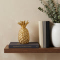 9" Gold Cast Iron Pineapple Hand Painted Sculpture