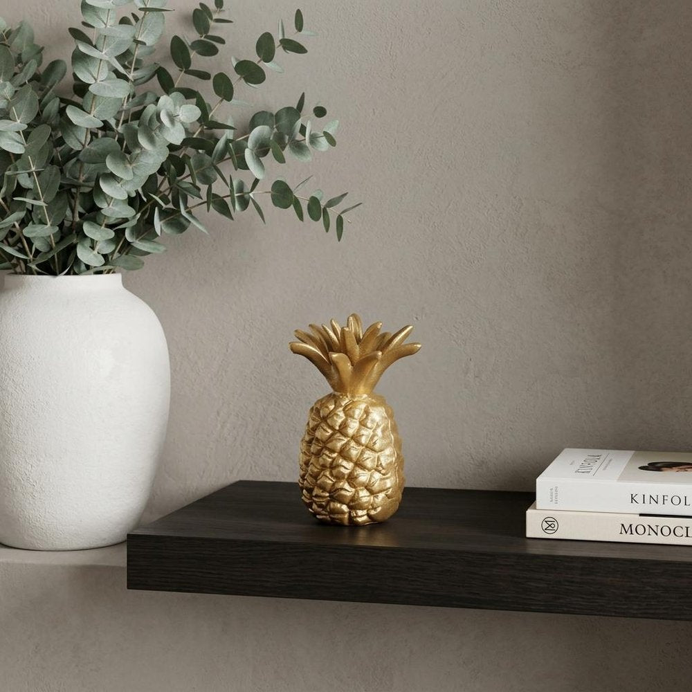 8" Gold Cast Iron Pineapple Hand Painted Sculpture