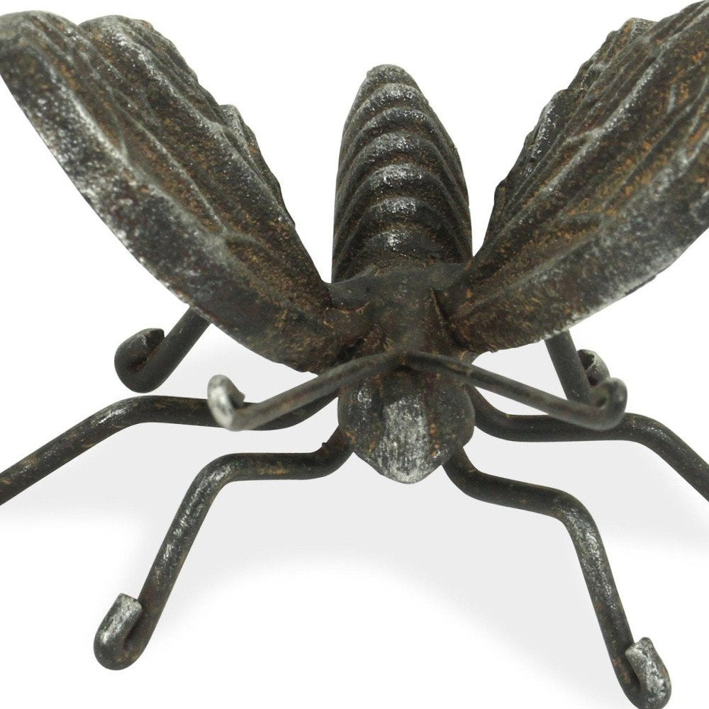4" Black Cast Iron Butterfly Hand Painted Tabletop Sculpture