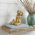6" Antiqued Brass Cast Iron Mermaid Hand Painted Statue Tabletop Sculpture