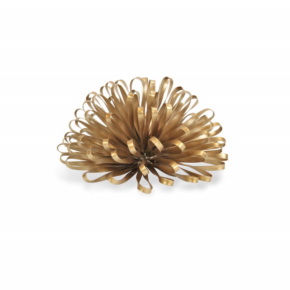 4" Gold Metal Abstract Bloom Painted Sculpture