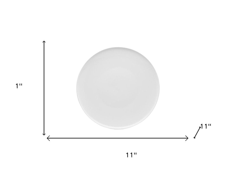 White Six Piece Round Coupe Porcelain Service For Six Dinner Plate Set on a white background