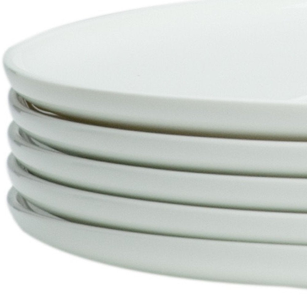 White Six Piece Round Coupe Porcelain Service For Six Dinner Plate Set on a white background