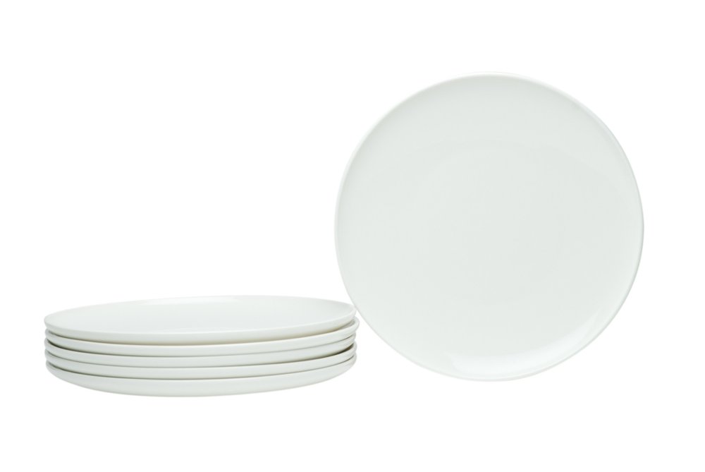 White Six Piece Porcelain Service For Six Salad Plate Set on a white background