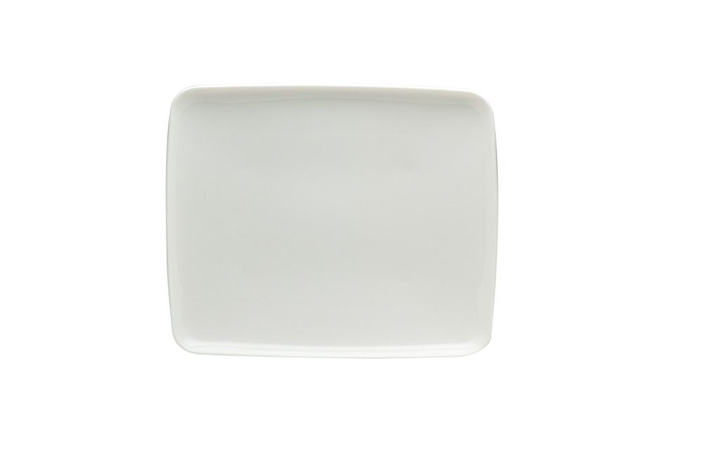 White Six Piece Rectangle Porcelain Service For Six Dinner Plate Set on a white background