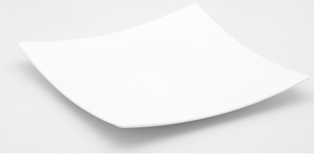White Six Piece Square Bone China Service For Six Dinner Plate Set on a white background