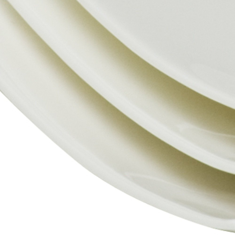 White Six Piece Square Bone China Service For Six Dinner Plate Set on a white background
