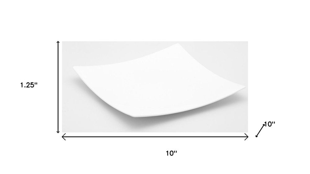 White Six Piece Square Bone China Service For Six Dinner Plate Set on a white background