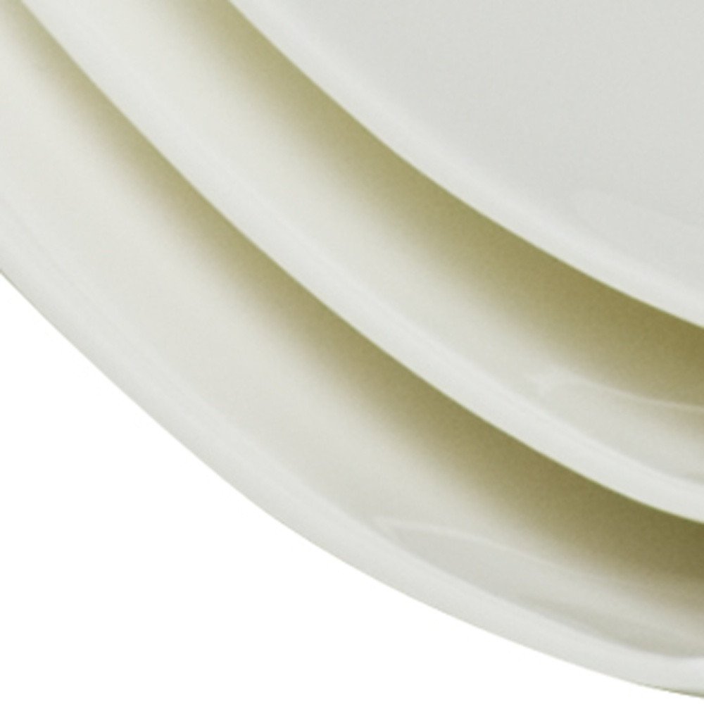 White Six Piece Square Bone China Service For Six Salad Plate Set on a white background