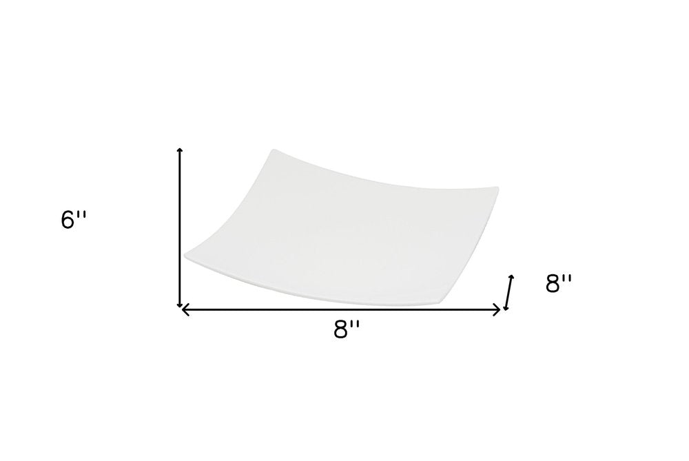 White Six Piece Square Bone China Service For Six Salad Plate Set on a white background