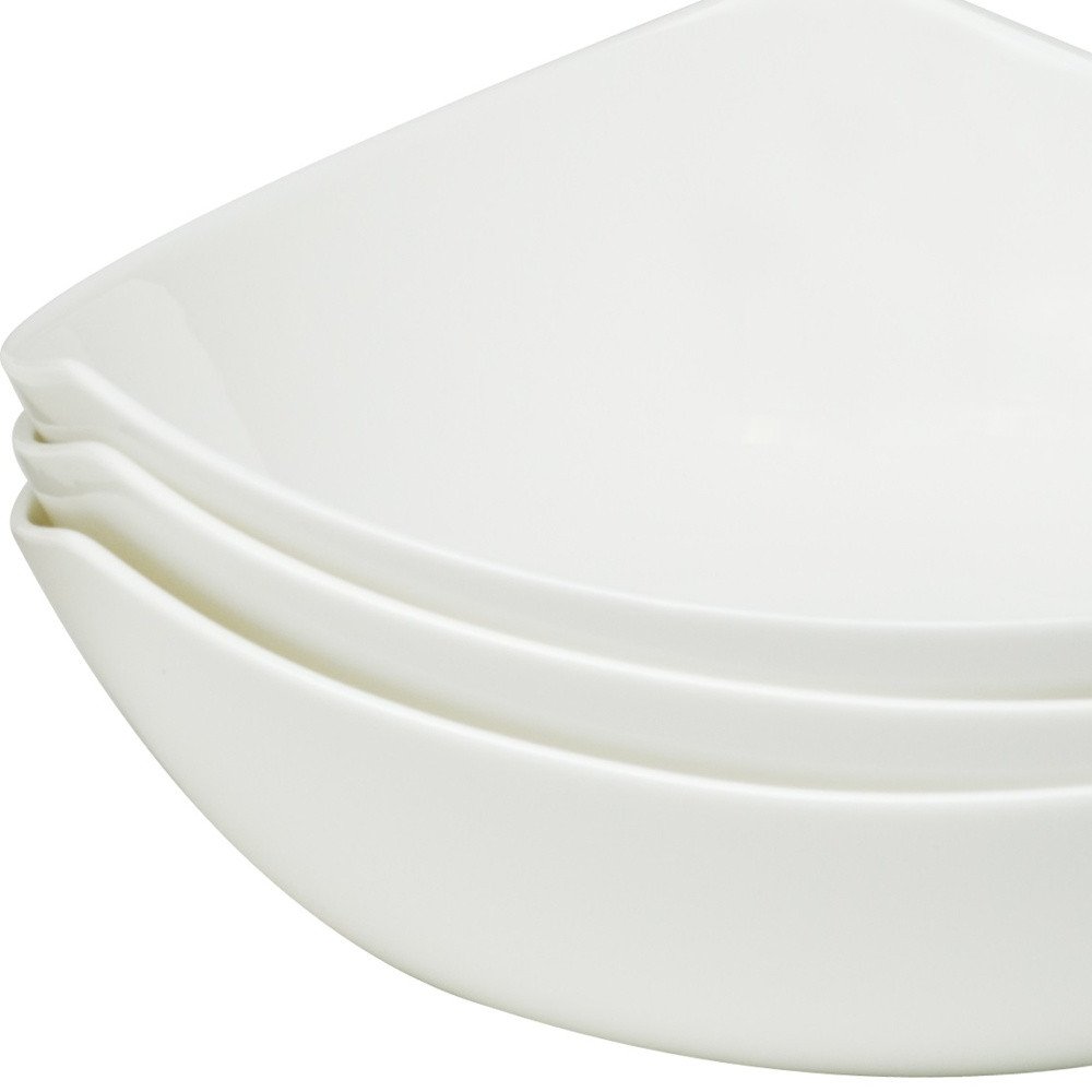 White Six Piece Triangle Bone China Service For Six Bowl Set - 2.25" H x 5.75" W x 5.75" D on a white background