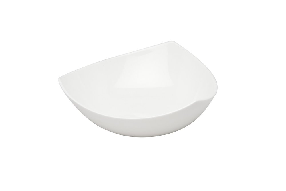 White Six Piece Triangle Bone China Service For Six Bowl Set - 2.25" H x 5.75" W x 5.75" D