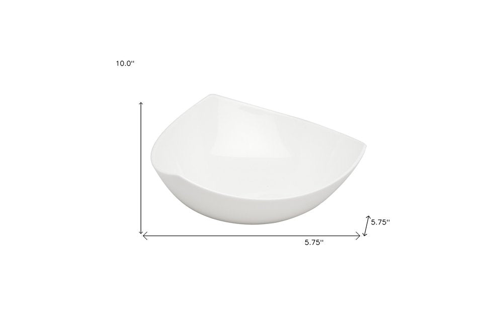 White Six Piece Triangle Bone China Service For Six Bowl Set - 2.25" H x 5.75" W x 5.75" D on a white background