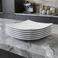 White Six Piece Square Bone China Service For Six Bread and Butter Set