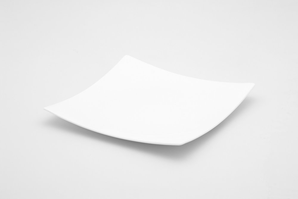 White Six Piece Square Bone China Service For Six Bread and Butter Set on a white background
