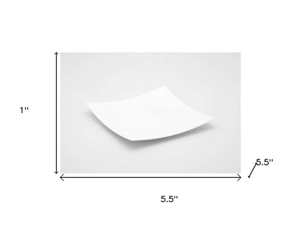 White Six Piece Square Bone China Service For Six Bread and Butter Set on a white background