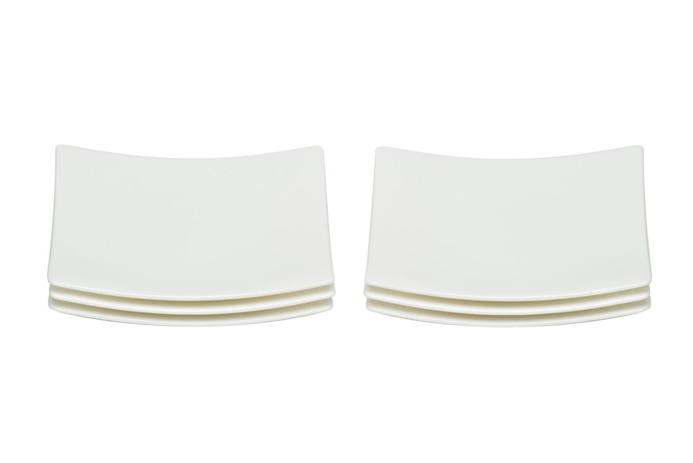White Six Piece Square Bone China Service For Six Bread and Butter Set on a white background