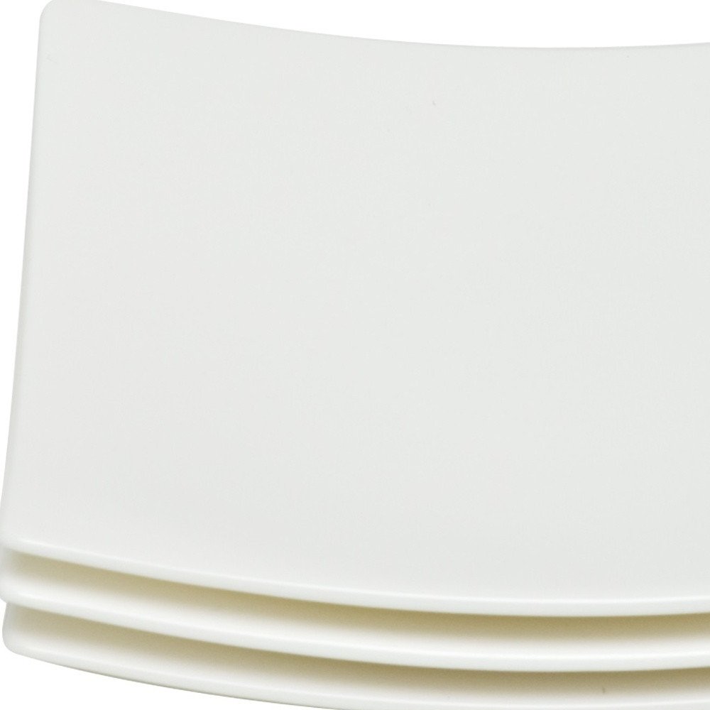 White Six Piece Square Bone China Service For Six Bread and Butter Set on a white background