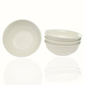 White Four Piece Round Weave Stoneware Service For Four Bowl Set on a white background