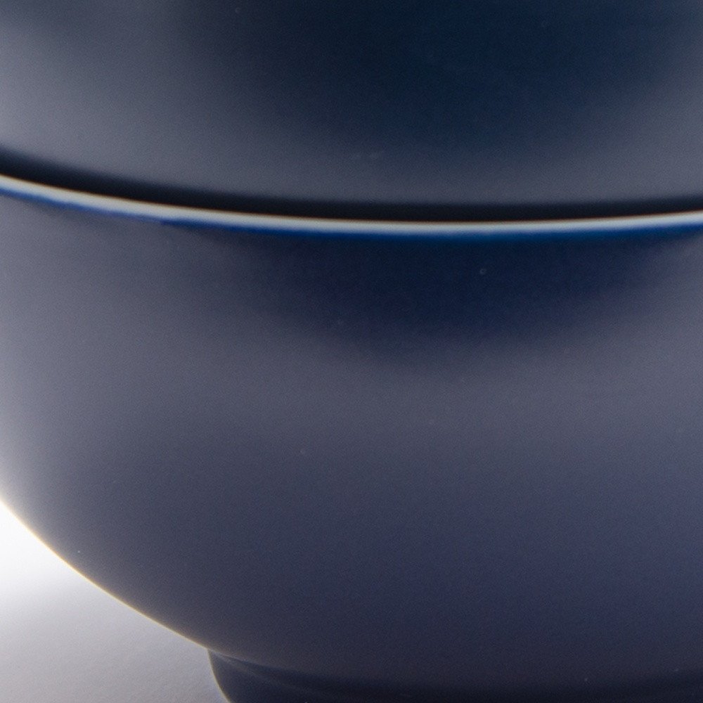 Blue and White Four Piece Porcelain Service For Four Bowl Set in a home interior