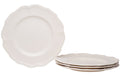 White Four Piece Scallop Stoneware Service For Four Dinner Plate Set on a white background