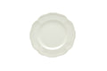 White Four Piece Round Scallop Stoneware Service For Four Salad Plate Set on a white background