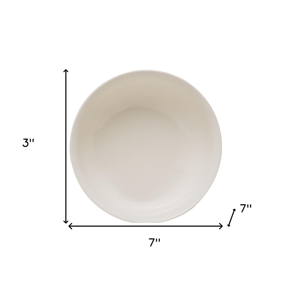 White Four Piece Round Scallop Stoneware Service For Four Bowl Set on a white background