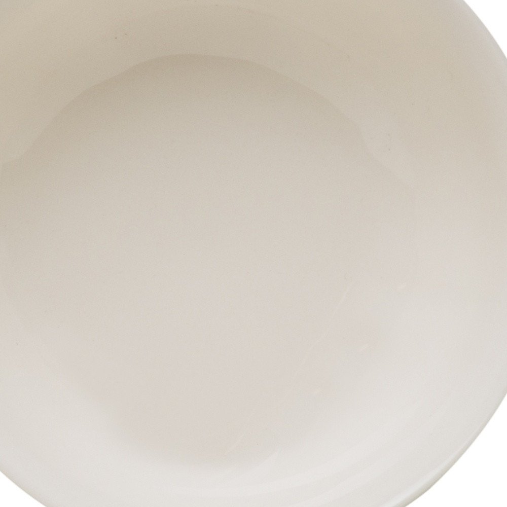 White Four Piece Round Scallop Stoneware Service For Four Bowl Set close-up detail