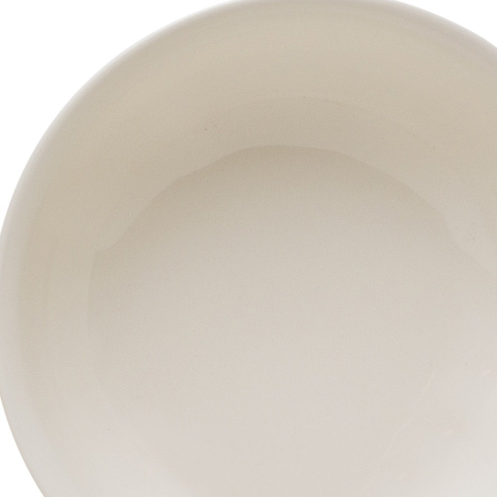 White Four Piece Round Scallop Stoneware Service For Four Bowl Set close-up detail