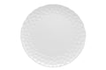 White Six Piece Round Pebbled Porcelain Service For Six Dinner Plate Set on a white background