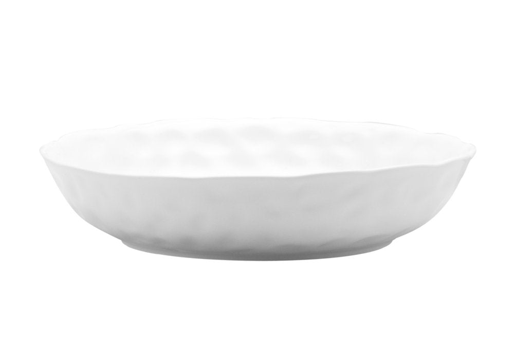 White Six Piece Round Pebbled Porcelain Service For Six Bowl Set on a white background