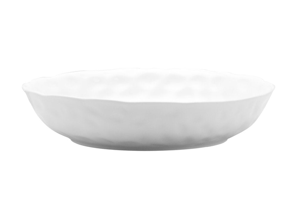 White Six Piece Round Pebbled Porcelain Service For Six Bowl Set on a white background