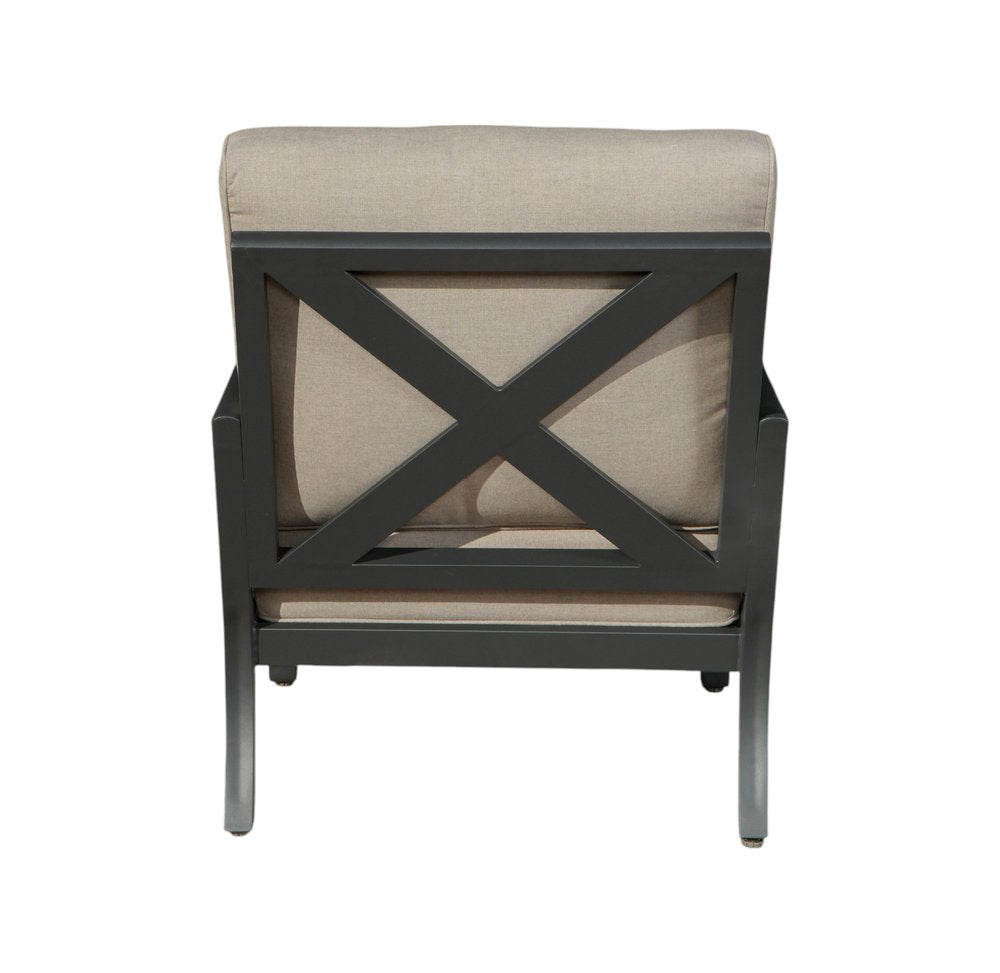 Six Piece Gray Metal Sectional Seating Group With Table on a white background