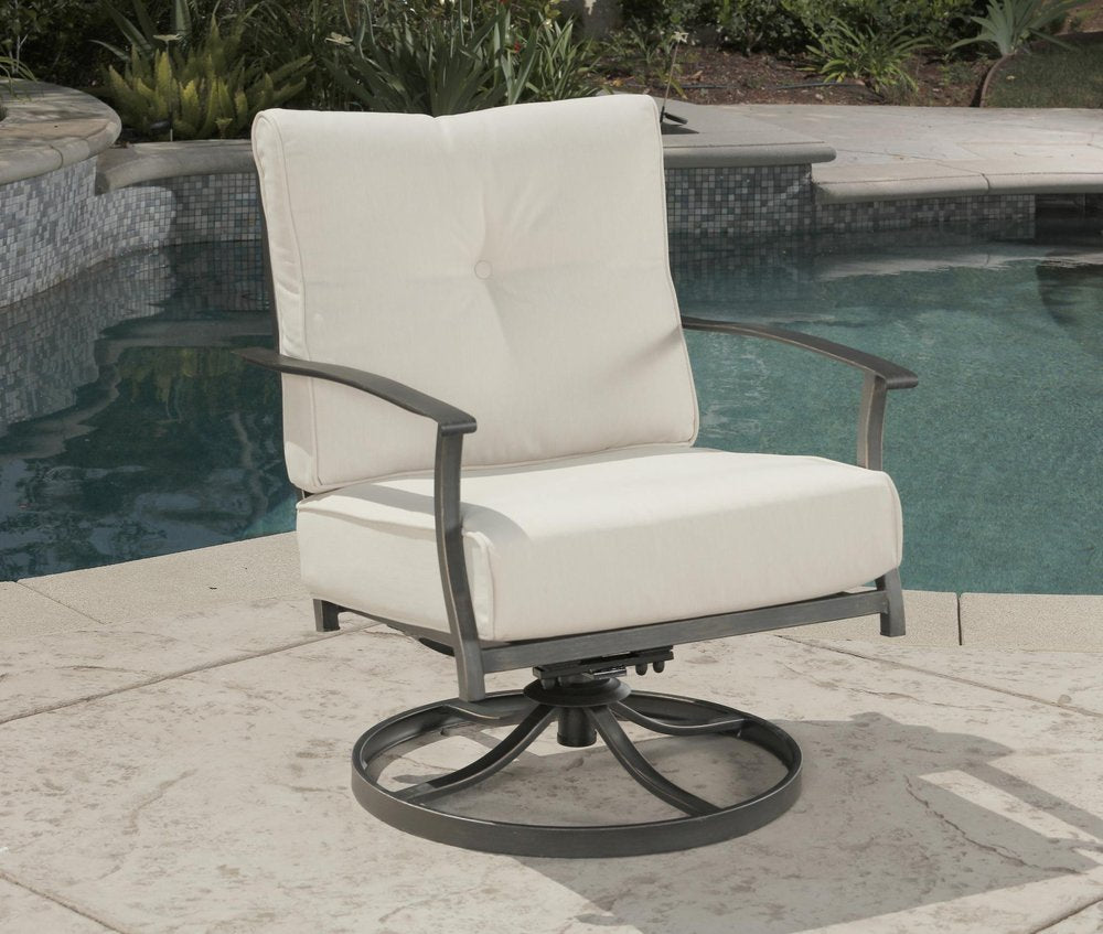 Five Piece Black and Gray Metal Outdoor Patio Set With Table
