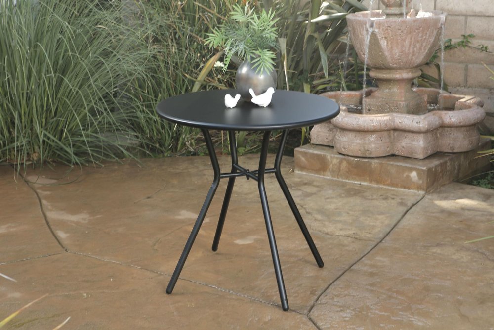 Three Piece Black and Red Metal Two Person Seating Group With Table