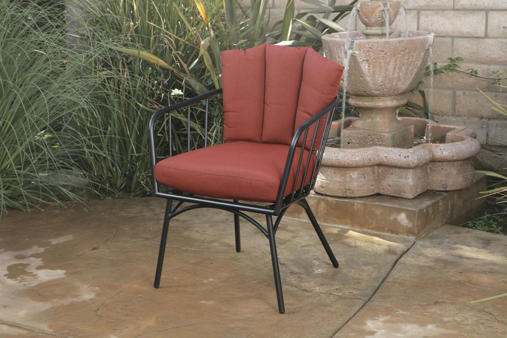 Three Piece Black and Red Metal Two Person Seating Group With Table