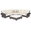 Four Piece Brown and White Wicker Sectional Seating Group