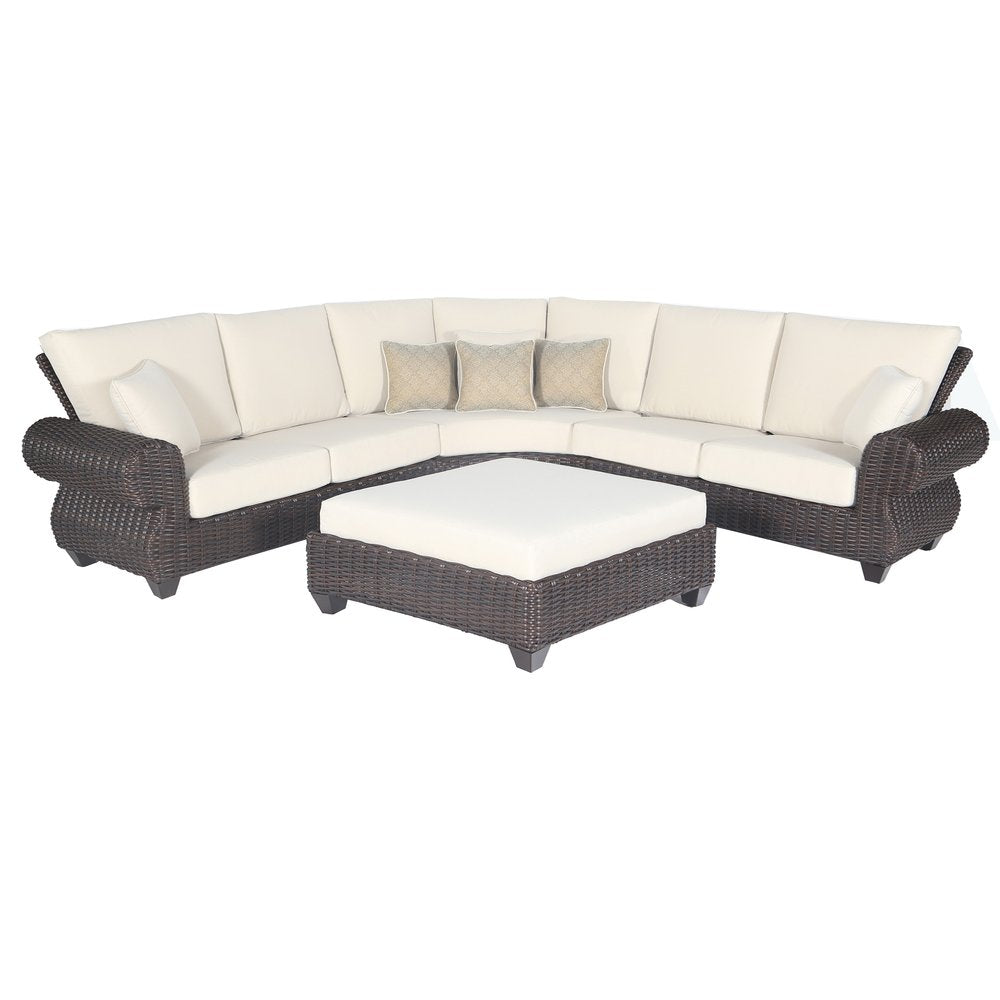 Four Piece Brown and White Wicker Sectional Seating Group