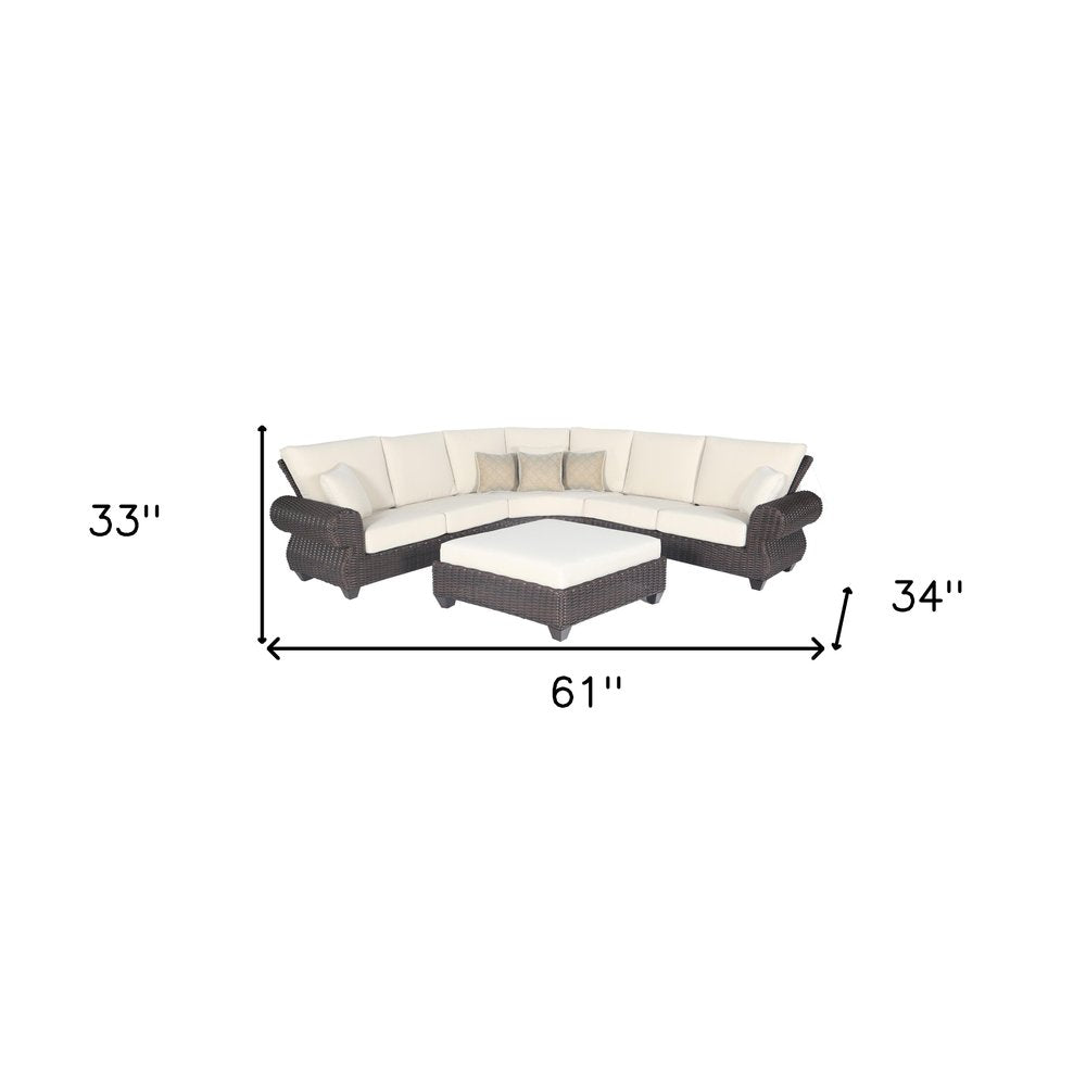 Four Piece Brown and White Wicker Sectional Seating Group