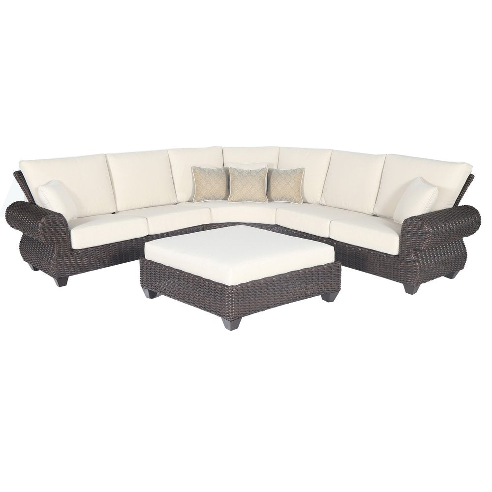 Four Piece Brown and White Wicker Sectional Seating Group