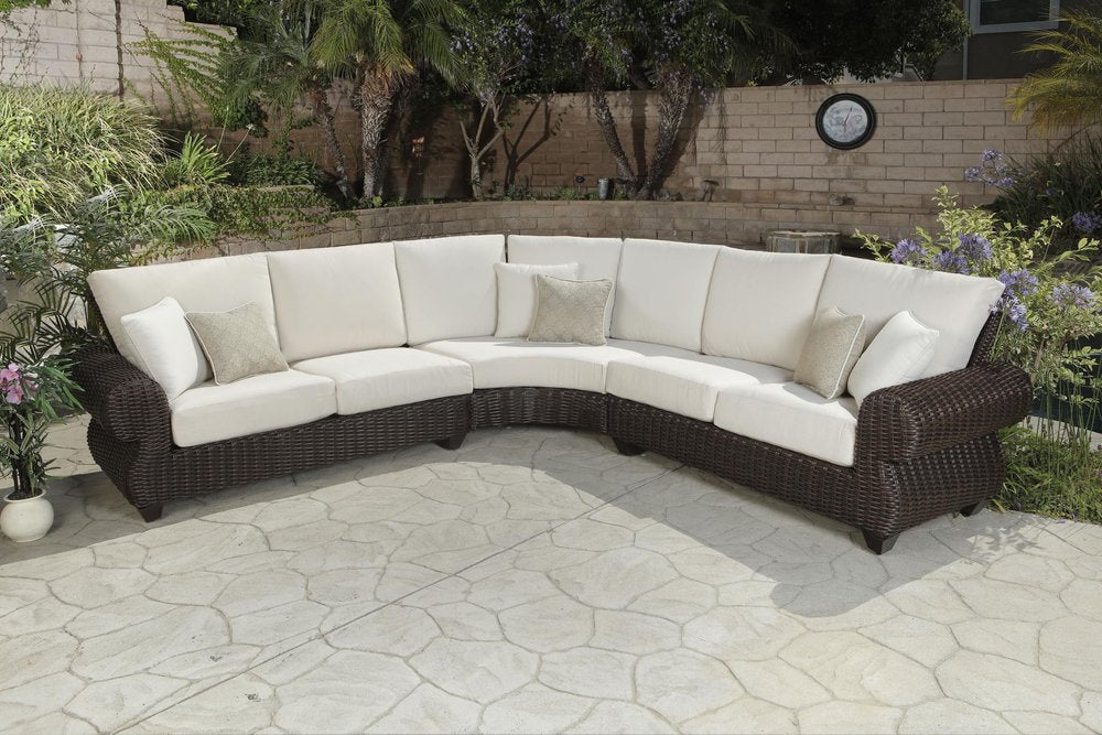 Four Piece Brown and White Wicker Sectional Seating Group