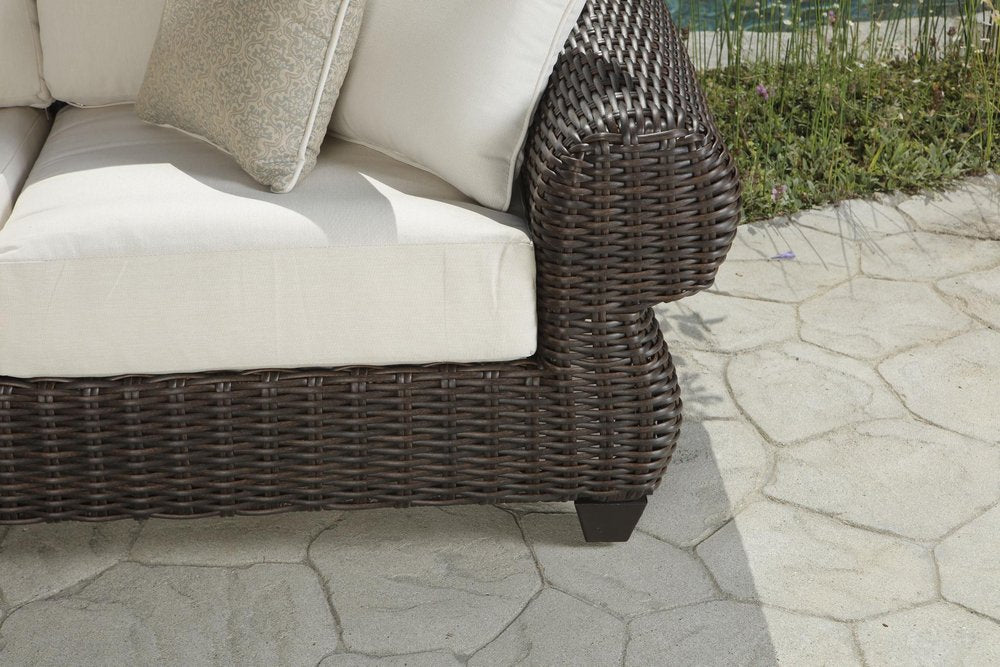Four Piece Brown and White Wicker Sectional Seating Group