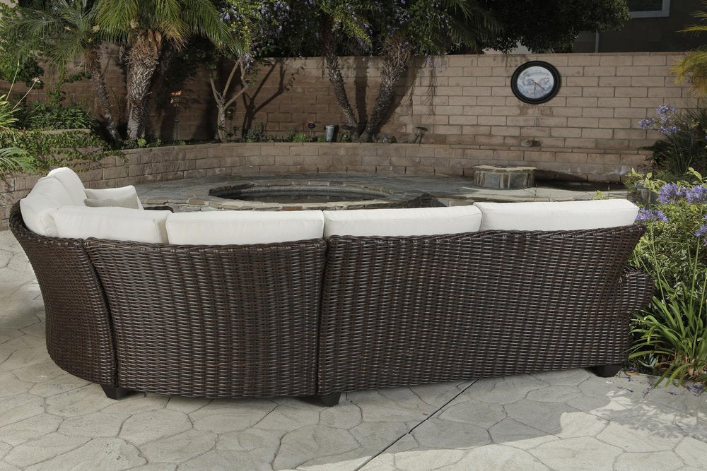 Four Piece Brown and White Wicker Sectional Seating Group