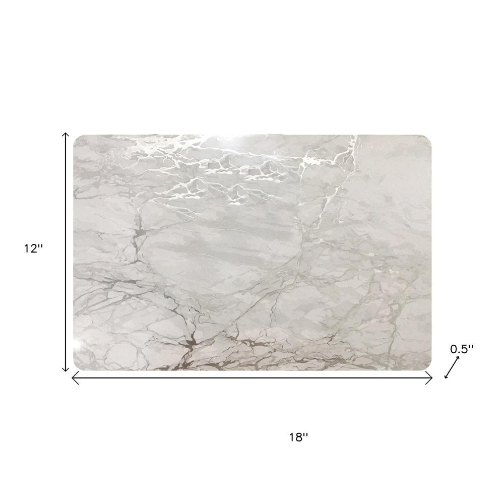12" X 18" Silver And Gray Abstract Placemats. Dining linen isolated on a plain white background, in a silver linen finish.