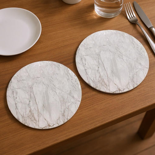 15" X 15" Silver And Gray Abstract Round Placemats