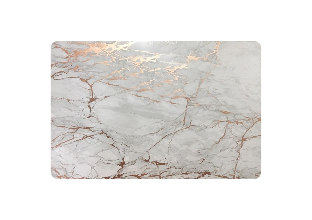 12" X 18" Gold And Silver Abstract Agglomerated cork Placemats. Dining linen isolated on a plain white background, finished in silver linen.