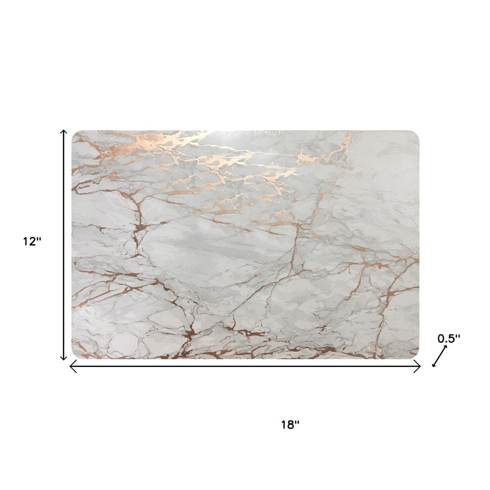12" X 18" Gold And Silver Abstract Agglomerated cork Placemats. Dining linen isolated on a plain white background, in a silver linen finish.